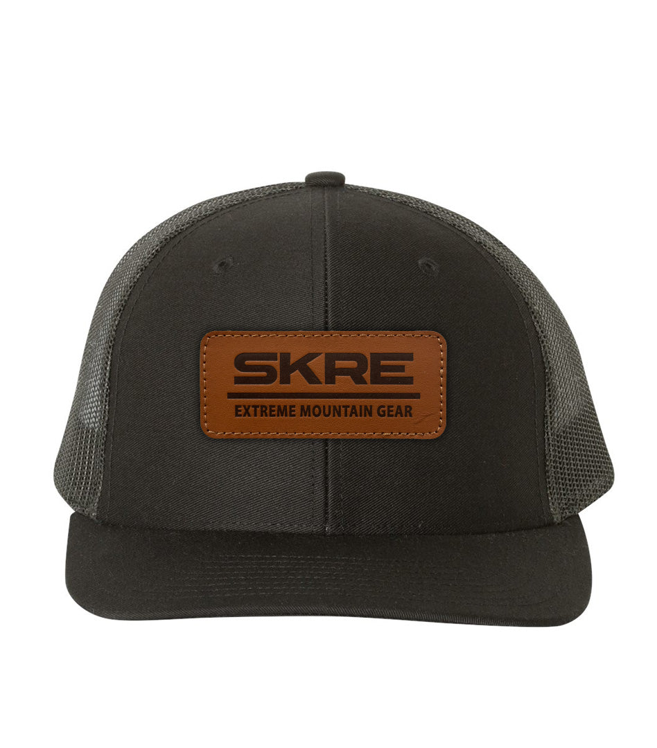 Leather Skre Patch Hat - Black